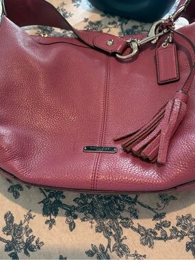 Coach Pebbled Leather Hobo Bag in Berry pink